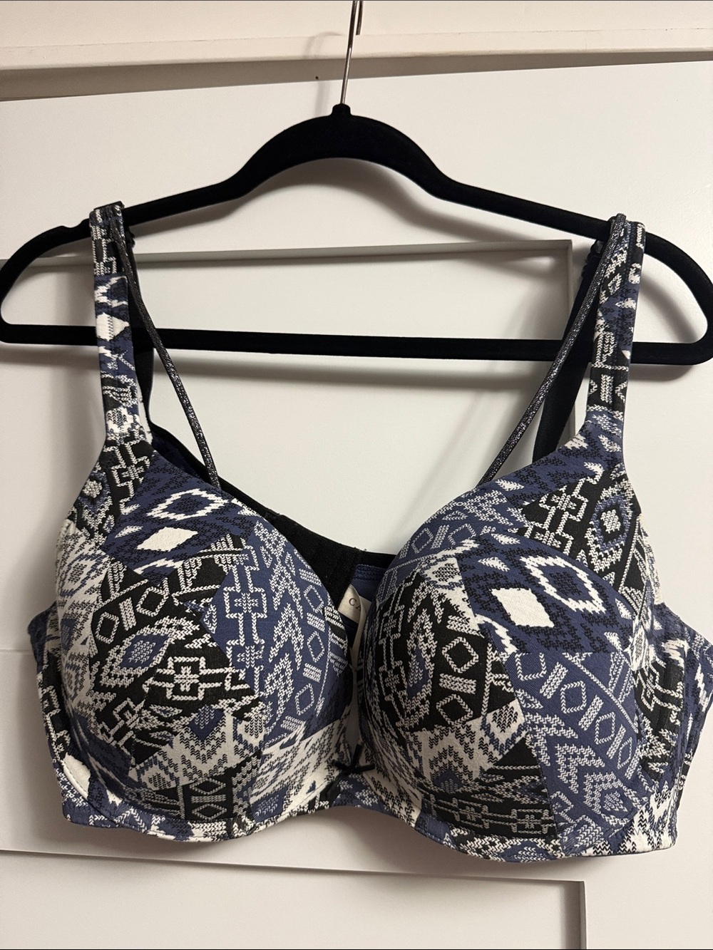 Cacique 42c Printed Support Bra in Navy and White